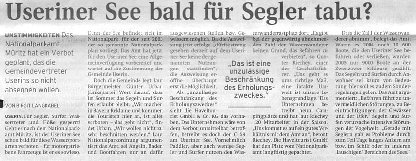 Nordkurier vom 9.8.2006