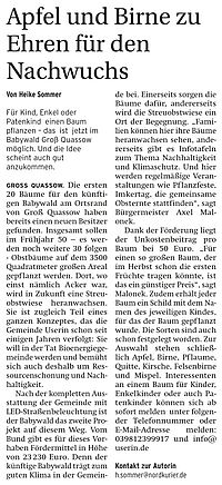 23.01.2018 - Nordkurier (Strelitzer Zeitung): Apfel und Birne zu Ehren für den Nachwuch