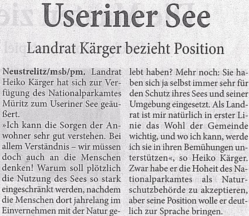 Nordkurier vom 15.3.2010