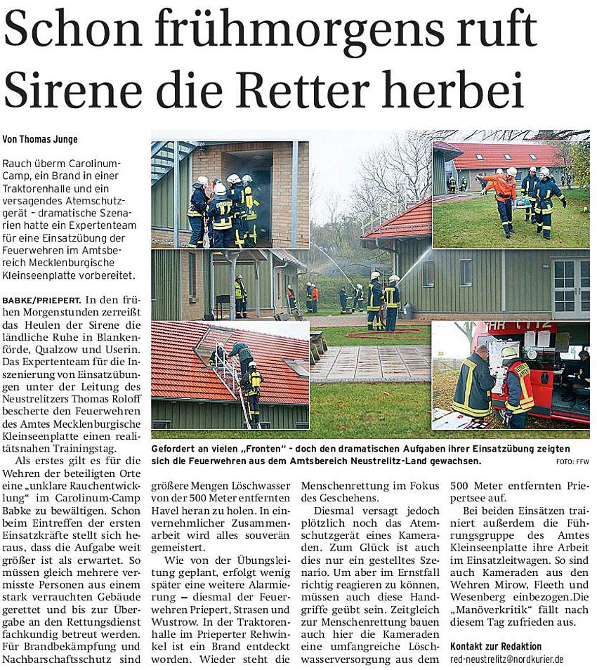 Nordkurier vom 1.11.2013