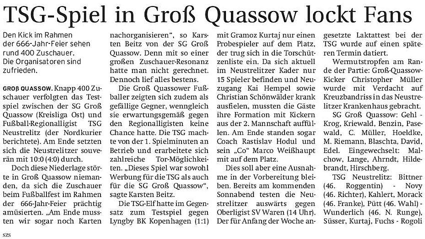 Nordkurier vom 10.7.2012