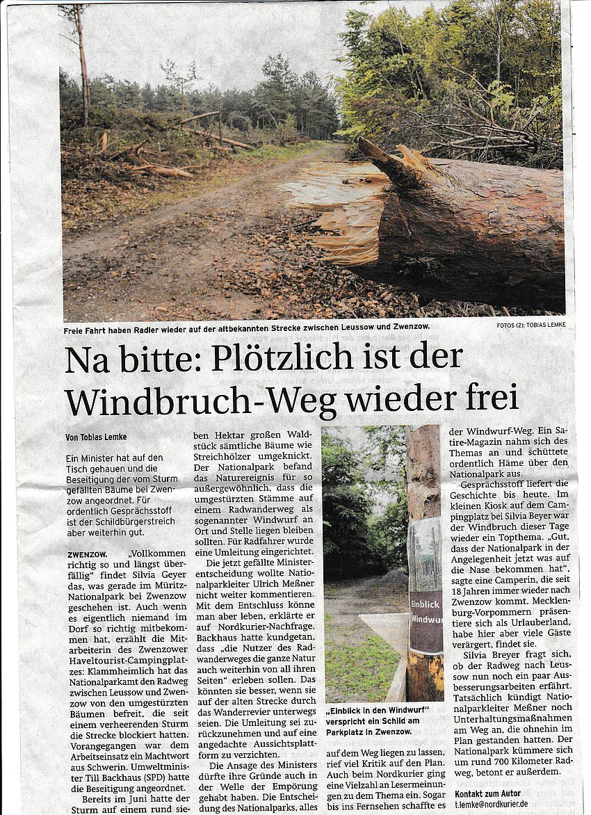 Nordkurier vom 2.10.2014