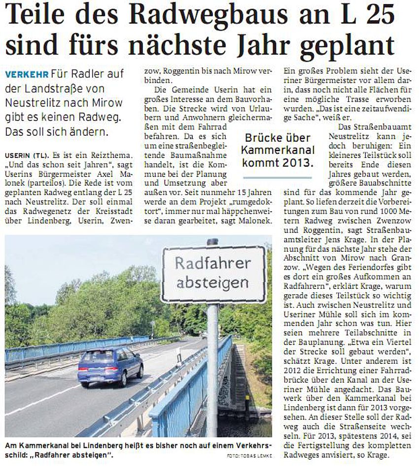 Nordkurier vom 25.5.2011