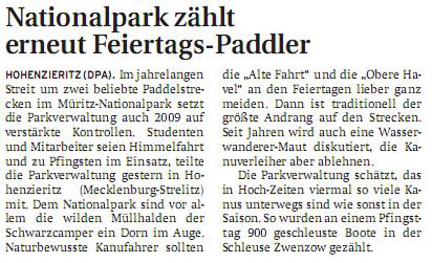 Nordkurier vom 20.5.2009